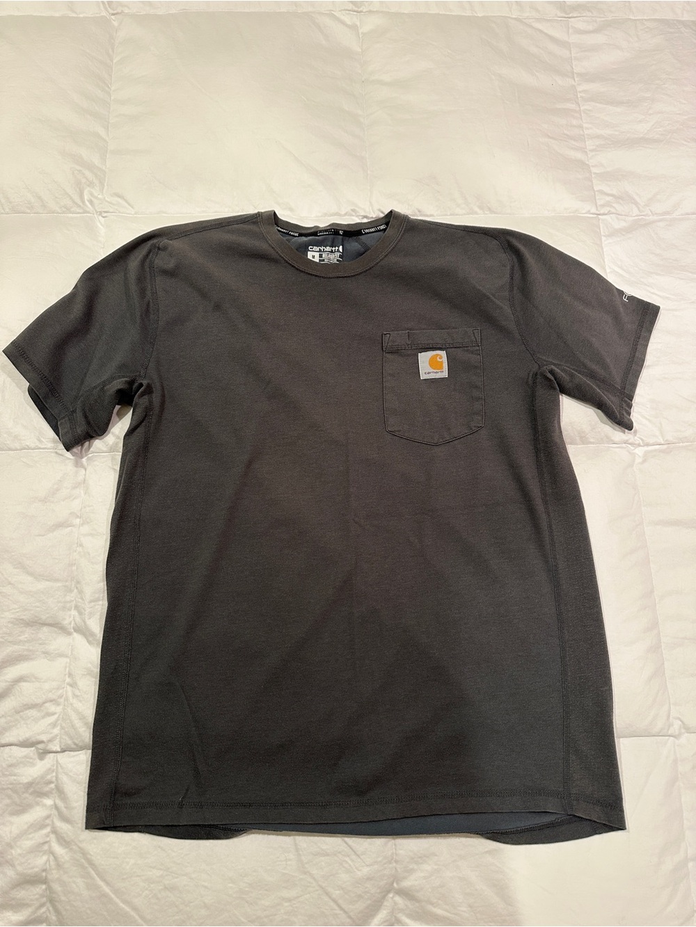 Carhartt Short-Sleeve Pocket Tee in dark gray with Logo Patch